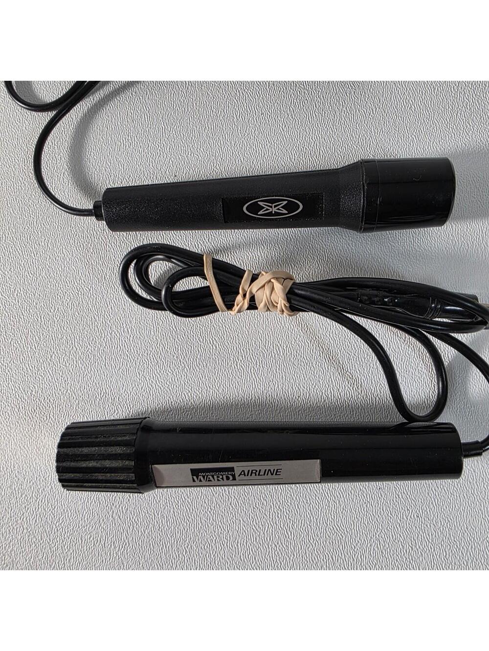 2 Vintage Tape Recorder Microphones Montgomery Ward Airline Japan Lofi 3.5mm